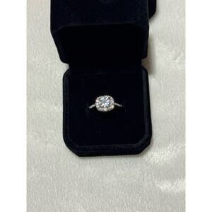 Elegant Cushion Halo Sparkle Ring Silver Tone Size 7.5 – Gift Boxed